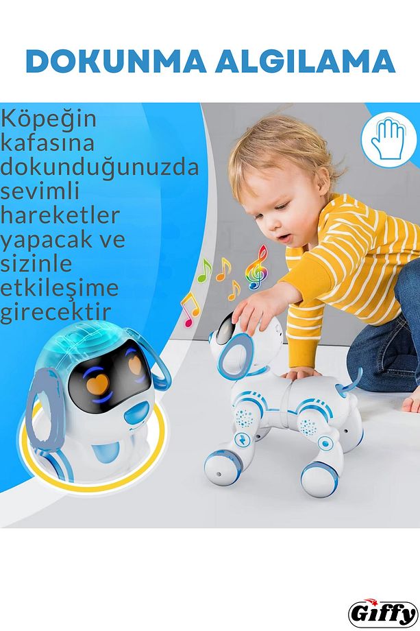 Oyuncak Full Fonksiyon Uzaktan Kumandalı El Sensörlü Şarjlı Işıklı Müzikli Dansçı Robot Köpek - 5