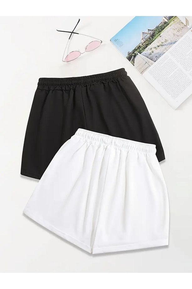 California West Coast Baskılı 2'li Şort Unisex Yazlık Rahat  Basic Şort - 2