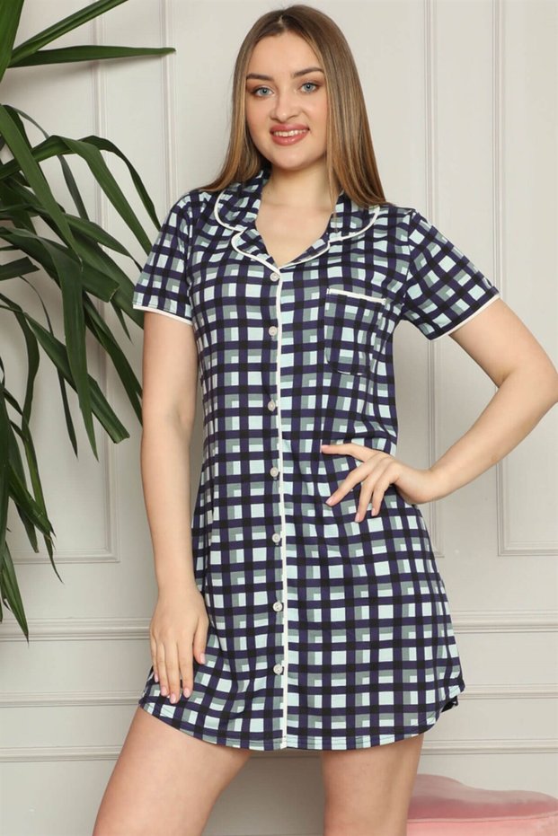 Fashion Line Women's Cotton Front Buttoned Nightgown 1007