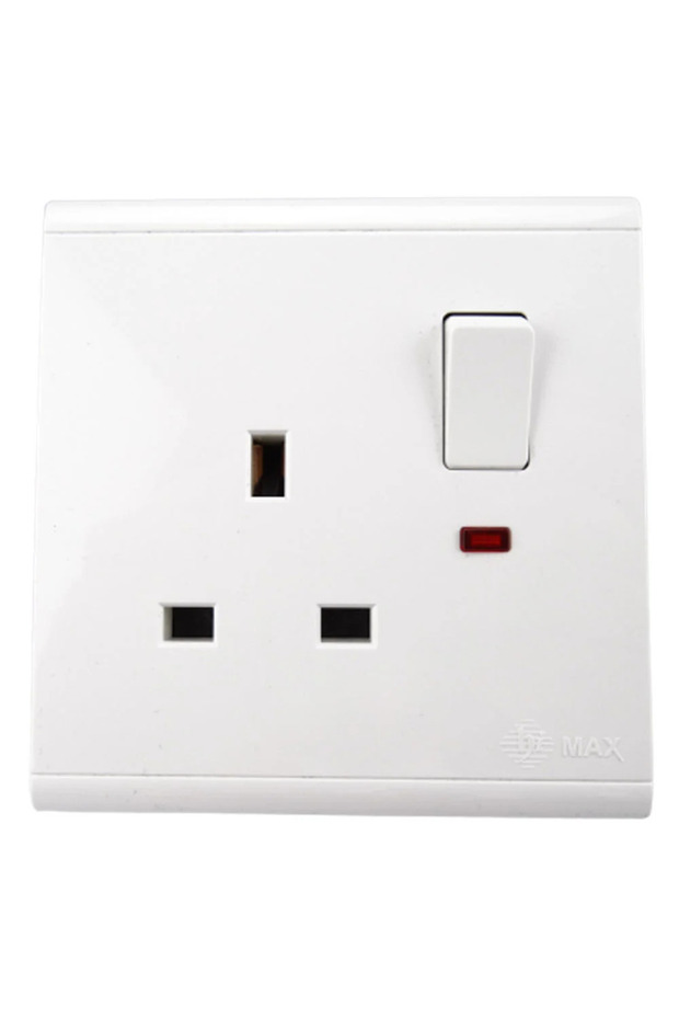 مقبس كهربائي جداري 13 أمبير بمفتاح، قطب مزدوج مع مؤشر ضوئي | تصميم آمن وعالي الجودة - 1