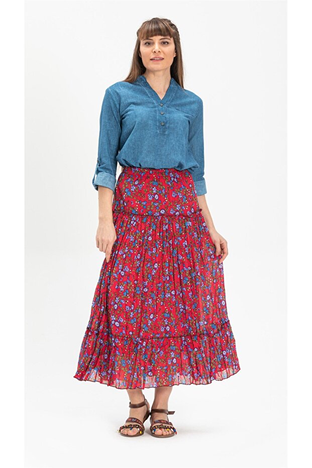 Long Sleeve Shile Cloth Acacia Summer Blouse Jeans Blue Ktmv