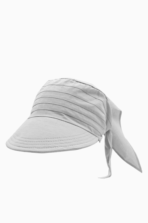 Women's Safari Tie-Up Scarf Brim Bandana Beach Hat - Light Gray