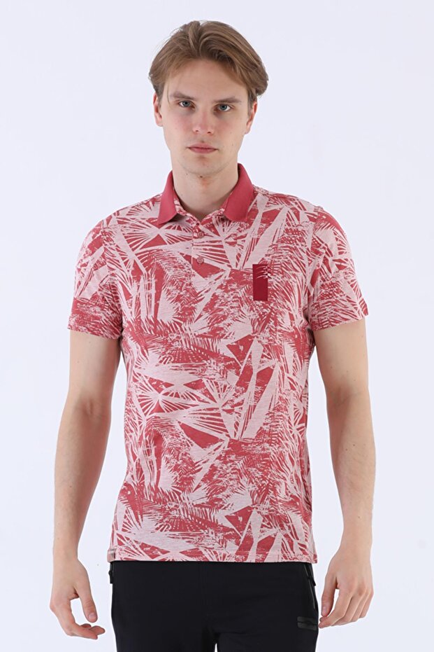 Regular Men's Polo Neck Laughing Melange T-Shirt