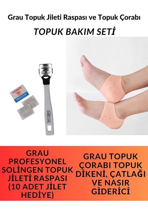 Topuk Jileti Raspası ve Grau Topuk Çorabı - 1