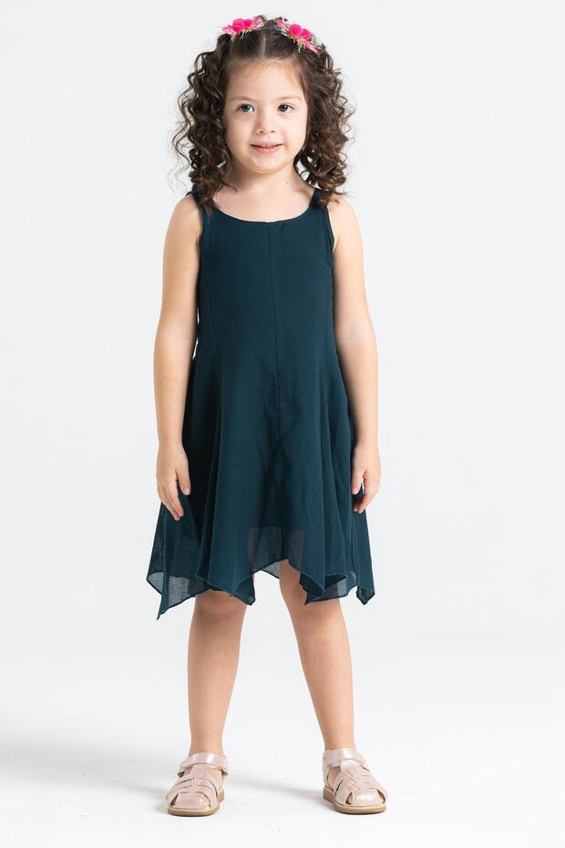 Strappy Voile Emel Summer Children's Dress Petrol Ptrl