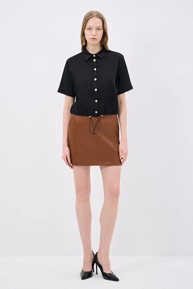 Çıtçıtlı Crop Gömlek - 4