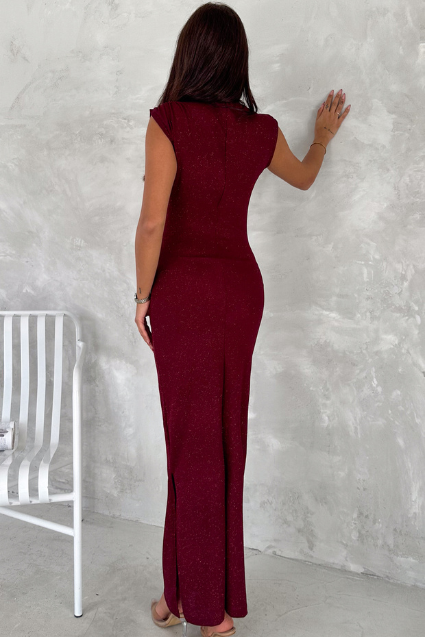 Drapeli Midi Boy Sim Detaylı Elbise - 6