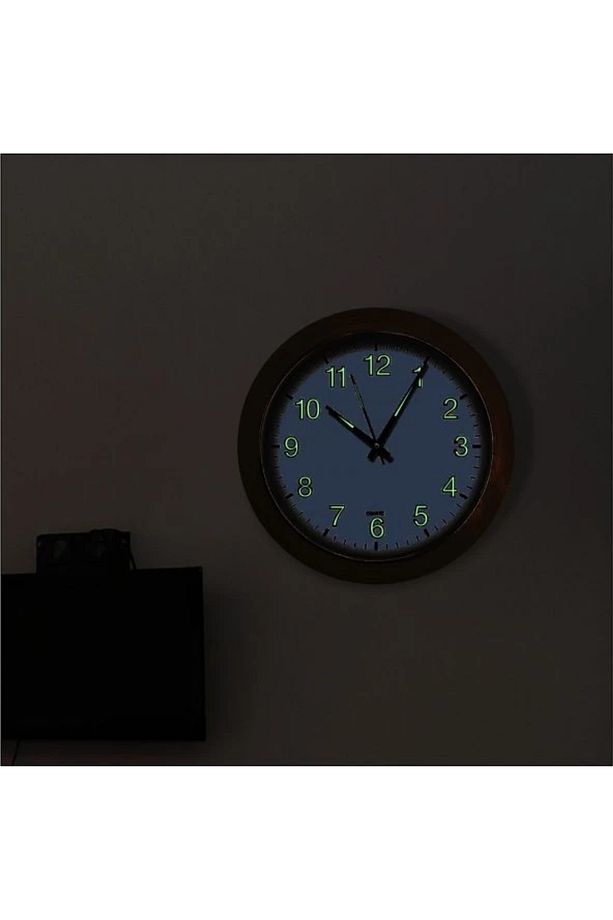Krem Çerçeve Fosforlu Gece Yanan Parlayan Duvar Saati, 30 cm - 3