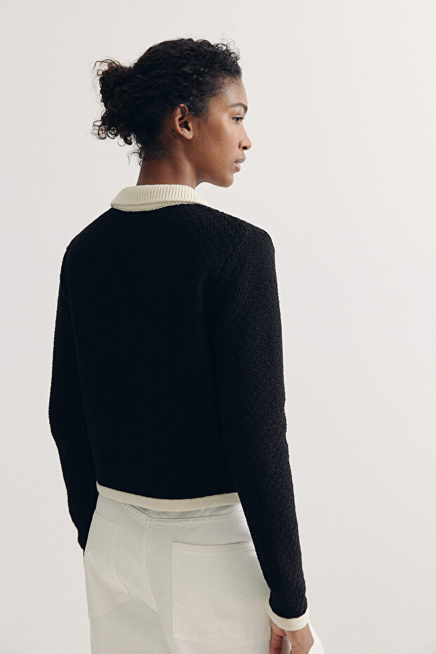 Tekstüre Triko Hırka - 4