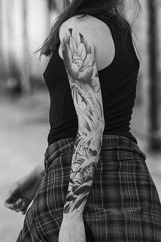 Geçici Çiçek Modelli Kol ve Bacak Kaplama Dövmesi / Tattoo - 1