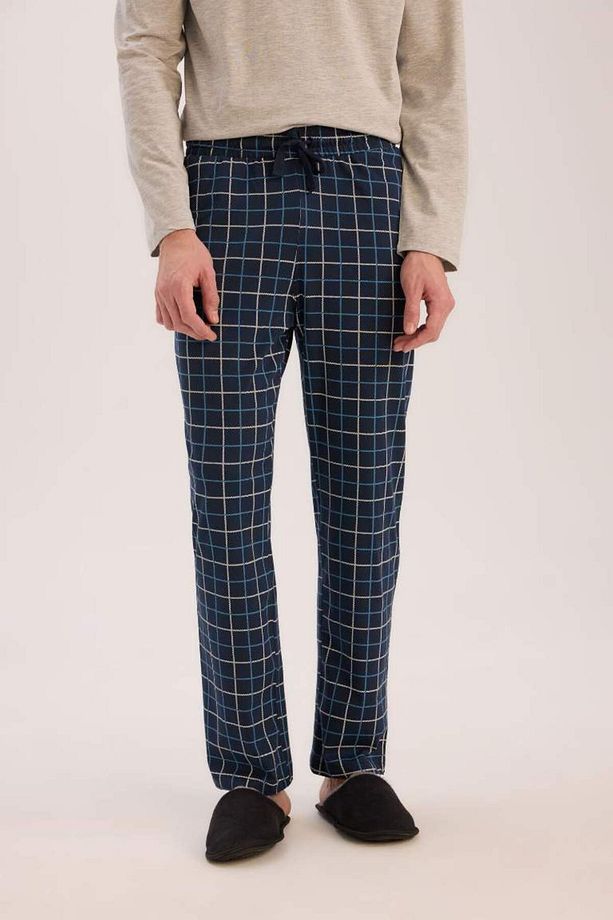 Yeni Sezon Regular Fit Pijama Takımı Uzun Kollu Üst Kareli Uzun Alt - 4