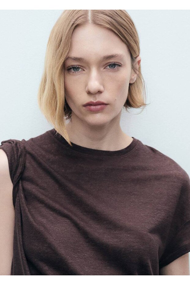 Regular kesim keten tişört - 7