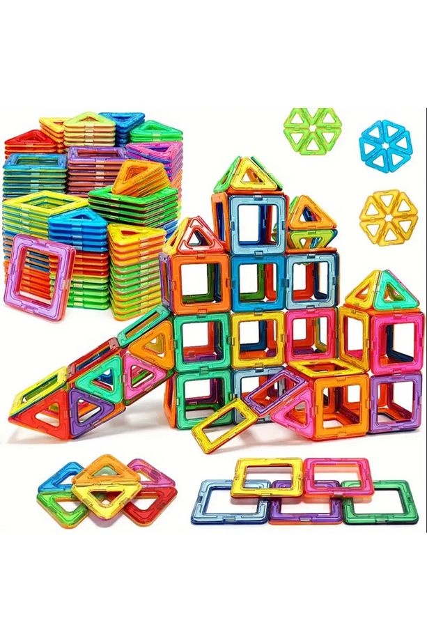 Manyetik Yapı Blokları – Çocuklar İçin Renkli 3 Boyutlu 80 Parça Manyetik Karo Oyun Seti ( No box) - 1