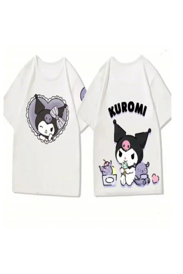 White Sanrio Kuromi Kawaii Ice Cream Front/Back Printed Oversize T-Shirt