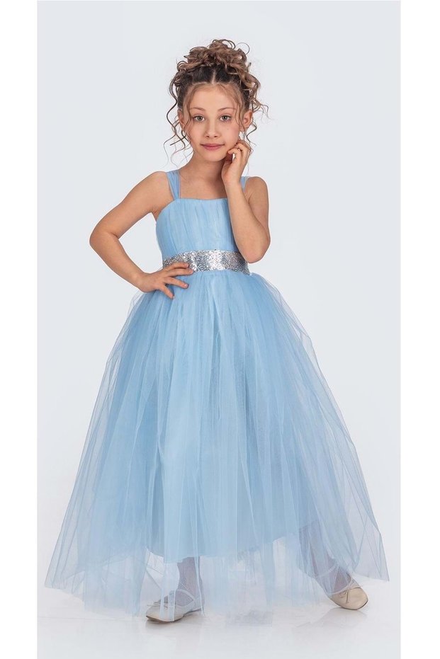 Girl's Graduation Tulle Satin Gipeli Evening Dress Floor-Length Special Occasion