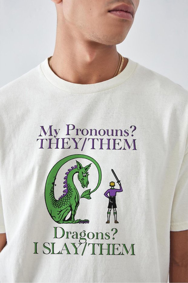 Unisex Oversize Pronoun Printed Premium T-Shirt
