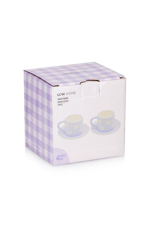 LCW HOME  Çiçek Baskılı 2 Kişilik Porselen Kahve Fincan Takımı 100 Ml - 4