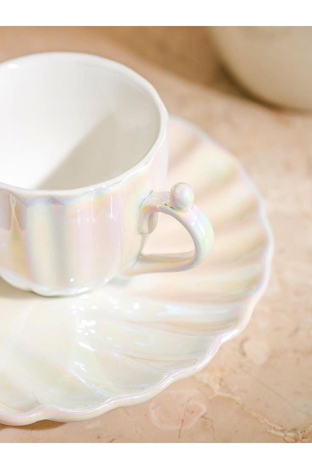 LCW HOME  Deniz Kabuğu Figürlü 2 Kişilik Porselen Kahve Fincan Takımı 90 Ml - 3