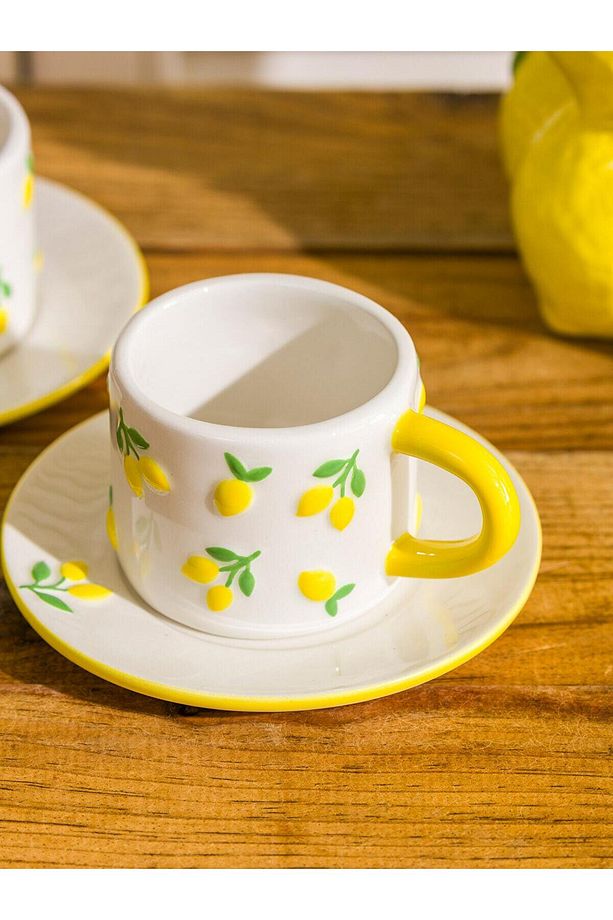 LCW HOME  Limon Baskılı 2 Kişilik Seramik Kahve Fincan Takımı 100 Ml - 2