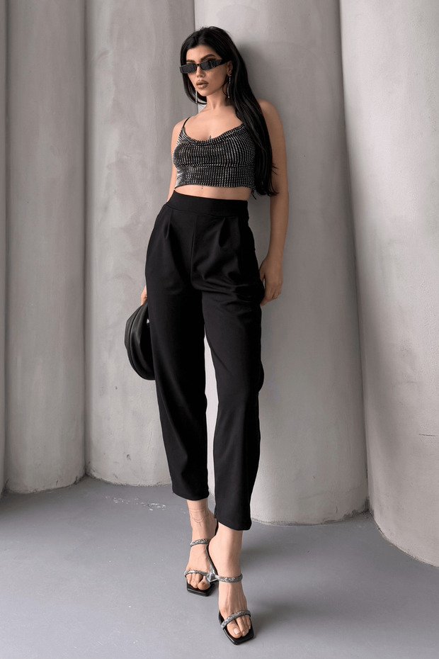 Scuba Harem Pantolon, Krep Kumaş, Rahat Kalıp - 7