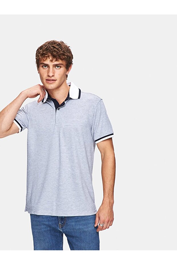 Basıc Polo Yaka Regular Gri T-shırt - 2
