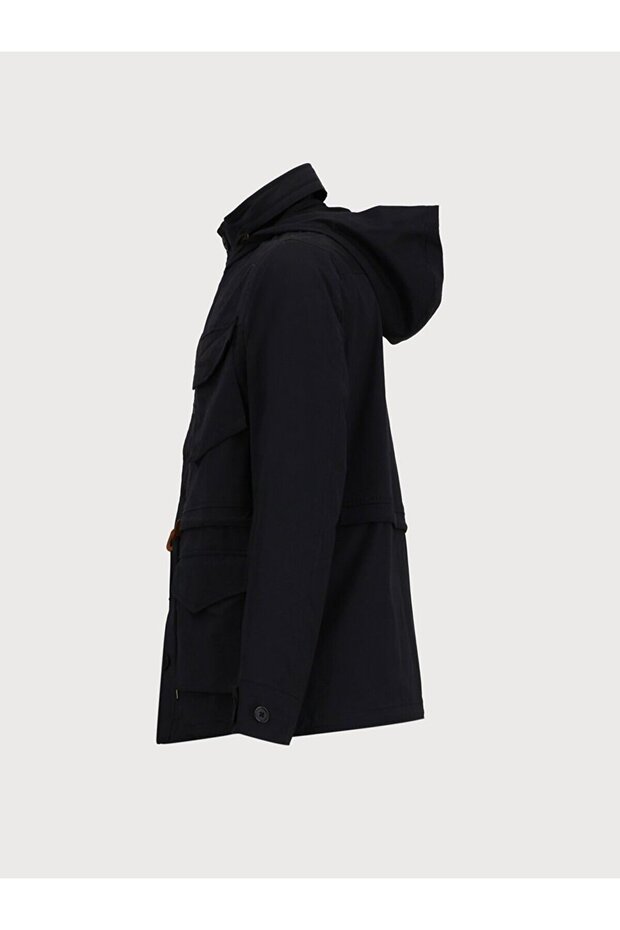 Kapüşonlu Şişme Lacivert Mont - 3