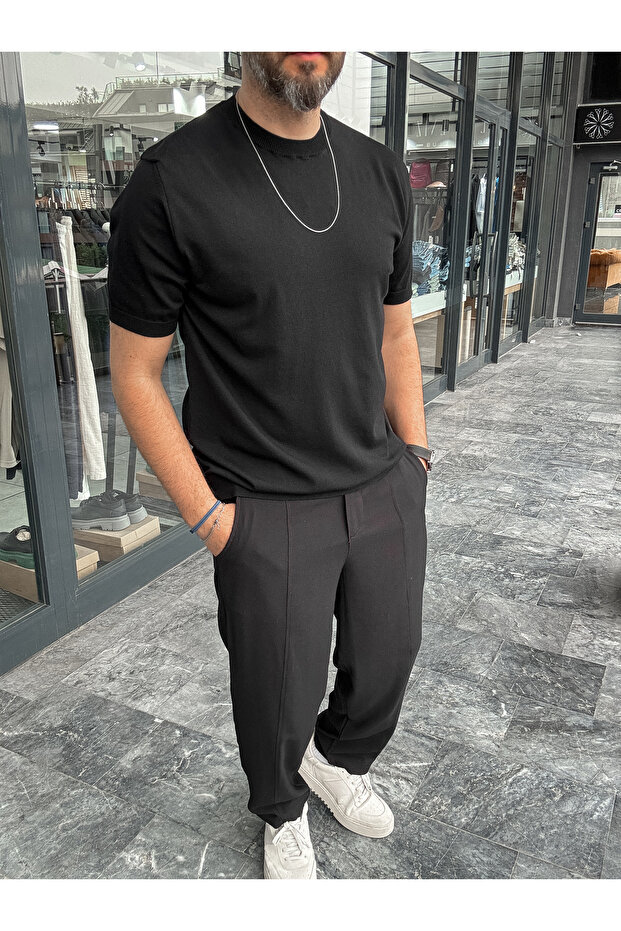 Siyah Basic Triko T-Shirt YP-5002/ - 2
