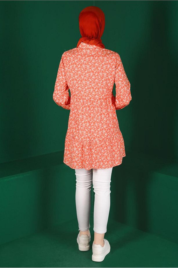 Çiçek Desenli Düğmeli Tunik 42876 - 3