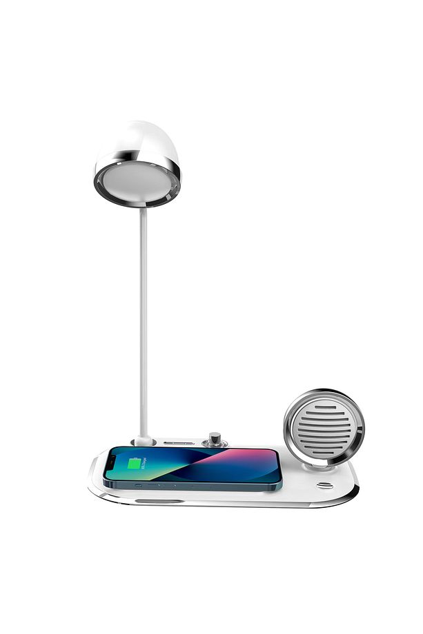 Aw6 3'ü 1 Arada Kablosuz Şarj Standı | Masa Lambası & Bluetooth Hoparlör | 15w Hızlı Şarj - 2