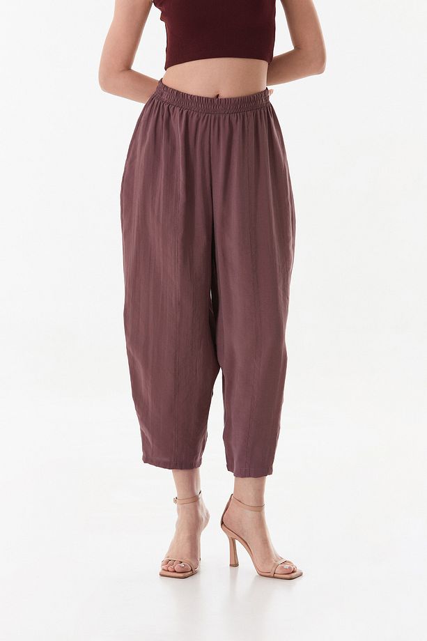 Beli Lastikli Çimalı Ayrobin Kumaş Şalvar Pantolon - 2