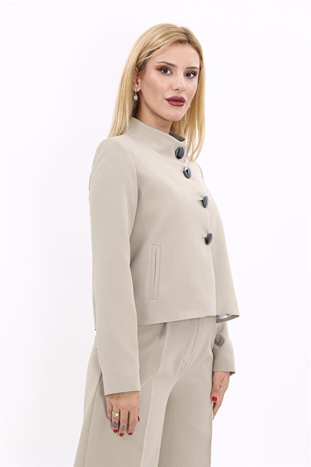 Boydan Düğmeli Mini Ceket-Bambu - 3