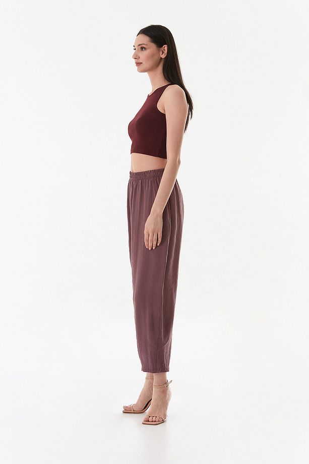 Beli Lastikli Çimalı Ayrobin Kumaş Şalvar Pantolon - 3