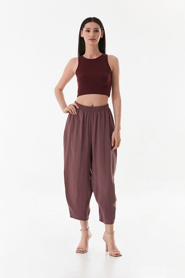 Beli Lastikli Çimalı Ayrobin Kumaş Şalvar Pantolon - 1