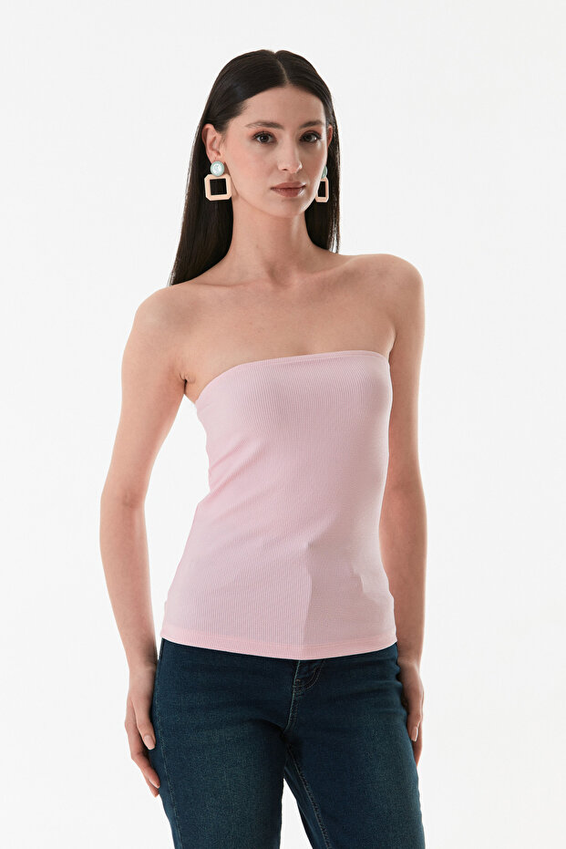 Basic Yanları Drapeli Straplez Büstiyer - 1