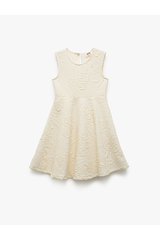 Crew Neck Sleeveless Round Neck Jacquard Dress