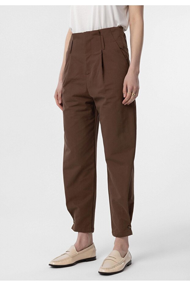 High Waist Buttoned Fit Women's Trousers