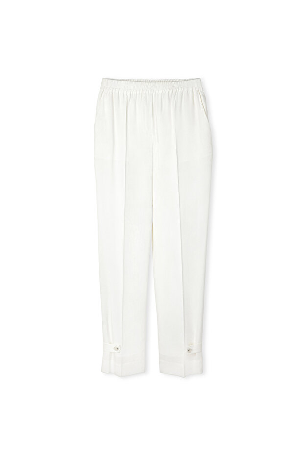 Düğmeli elastik bel pantolon - 3