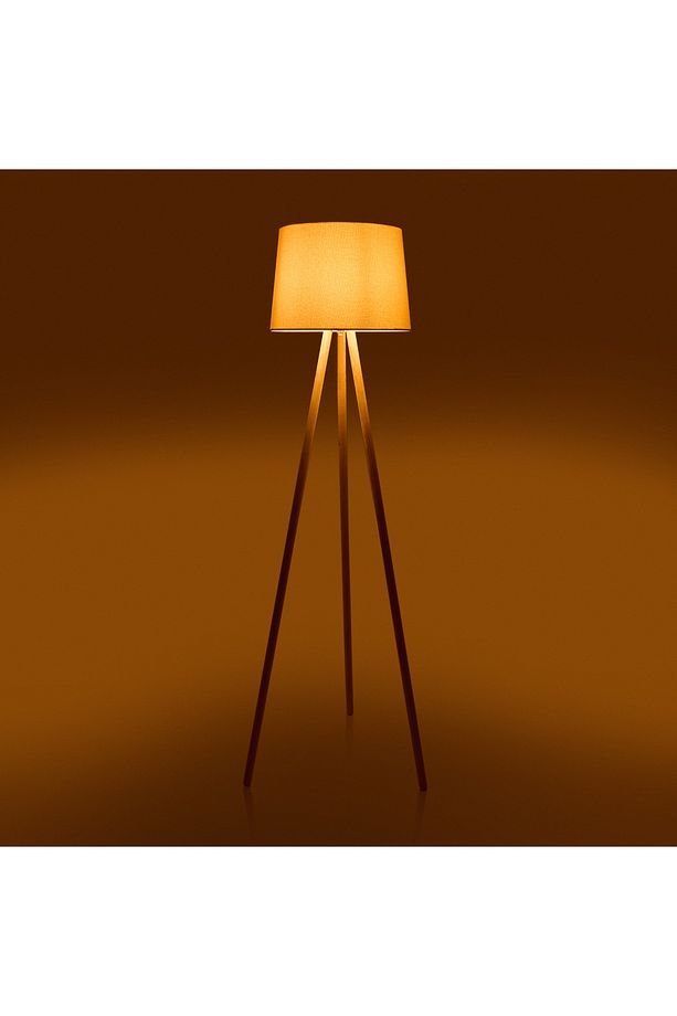 Lighting Ahşap Ayak Tripod Lambader - Natürel / Beyaz - 3