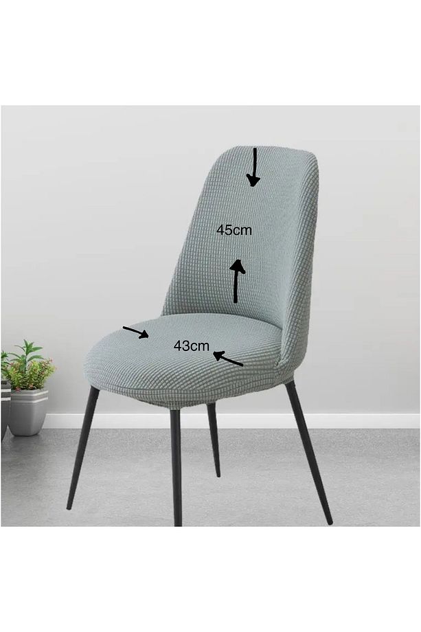 Oval sandalye kılıfı, sandalye örtüsü yüksek kaliteli  kare desen tekli - 4