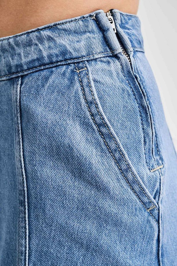 Kadın Mavi Renk A Form Maxi Boy 102 cm Denim Etek - 6