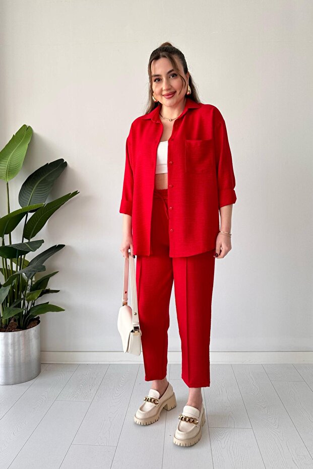 Linen Double Set Red - 3
