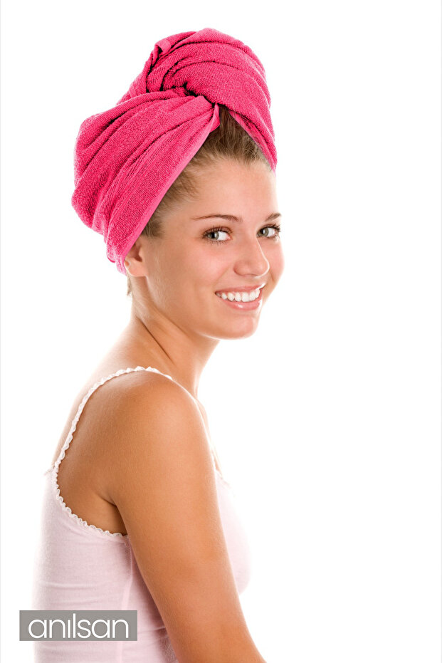 100% Cotton Fuchsia Towel Bonnet Hair Drying Cap Head Towel Shower Bathing Cap Wet Hair Drying Cap