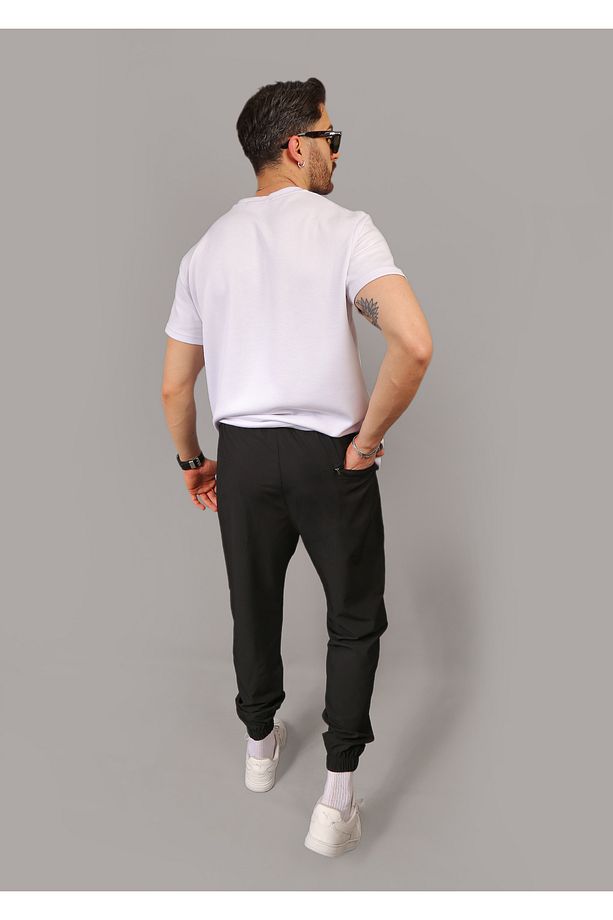 Paraşüt Kumaş Regular Fit Paça Lastikli Cep Fermuarlı Eşofman Altı - 4
