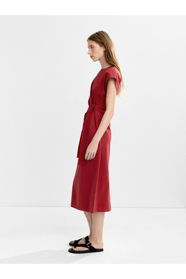 Fiyonklu Drapeli Elbise - 5