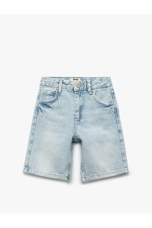Pamuklu Regular Fit Denim Kapri Şort - 1
