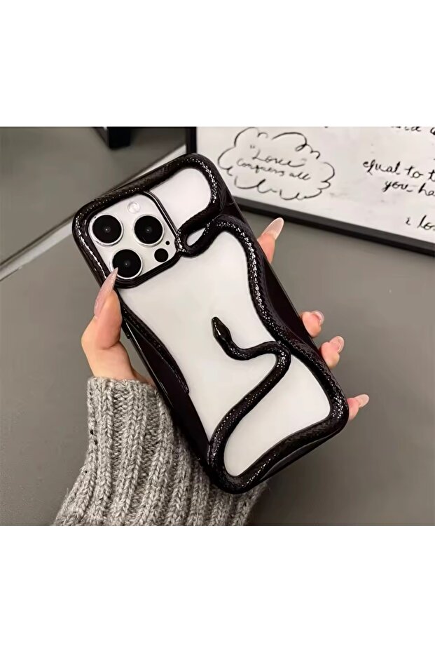 حافظة سيليكون بتصميم ثعبان ثلاثي الأبعاد متوافقة مع هاتف Apple IPHONE 16 PRO MAX - 3