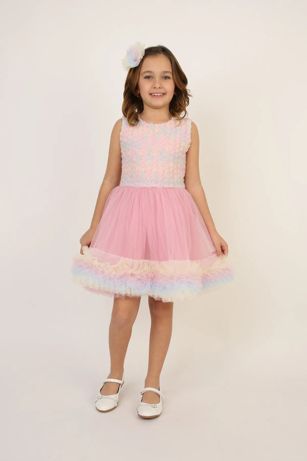 Girl's Pink Mixed Pattern Sling Dress April 23Th October 29Th Show Outfit