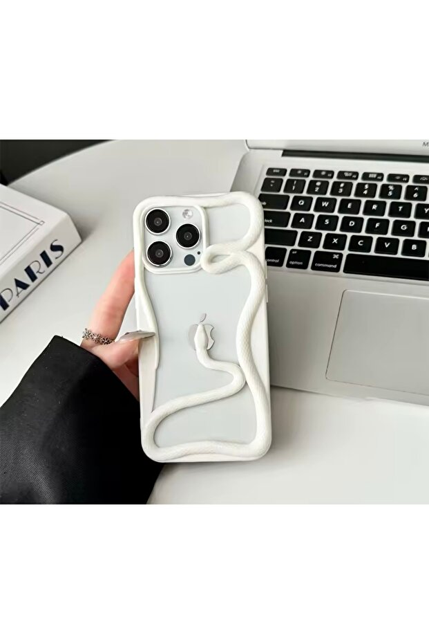 جراب سيليكون بتصميم ثلاثي الأبعاد متوافق مع Apple iphone 14 pro Max متوافق مع تصميم الثعبان ثلاثي الأبعاد - 1