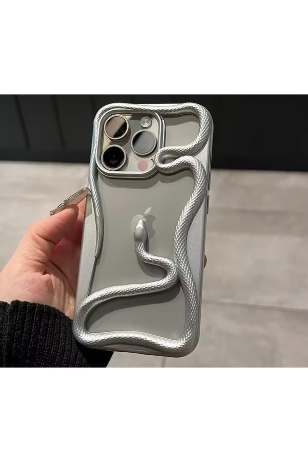 حافظة سيليكون بتصميم ثعبان ثلاثي الأبعاد متوافقة مع هاتف Apple IPHONE 15 PRO MAX - 4