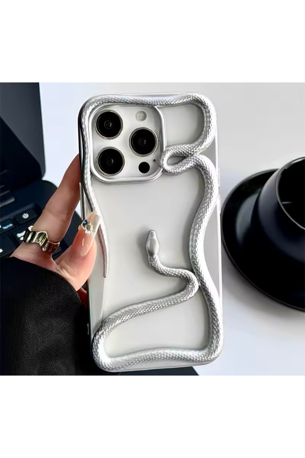 حافظة سيليكون بتصميم ثعبان ثلاثي الأبعاد متوافقة مع هاتف Apple IPHONE 15 PRO MAX - 1